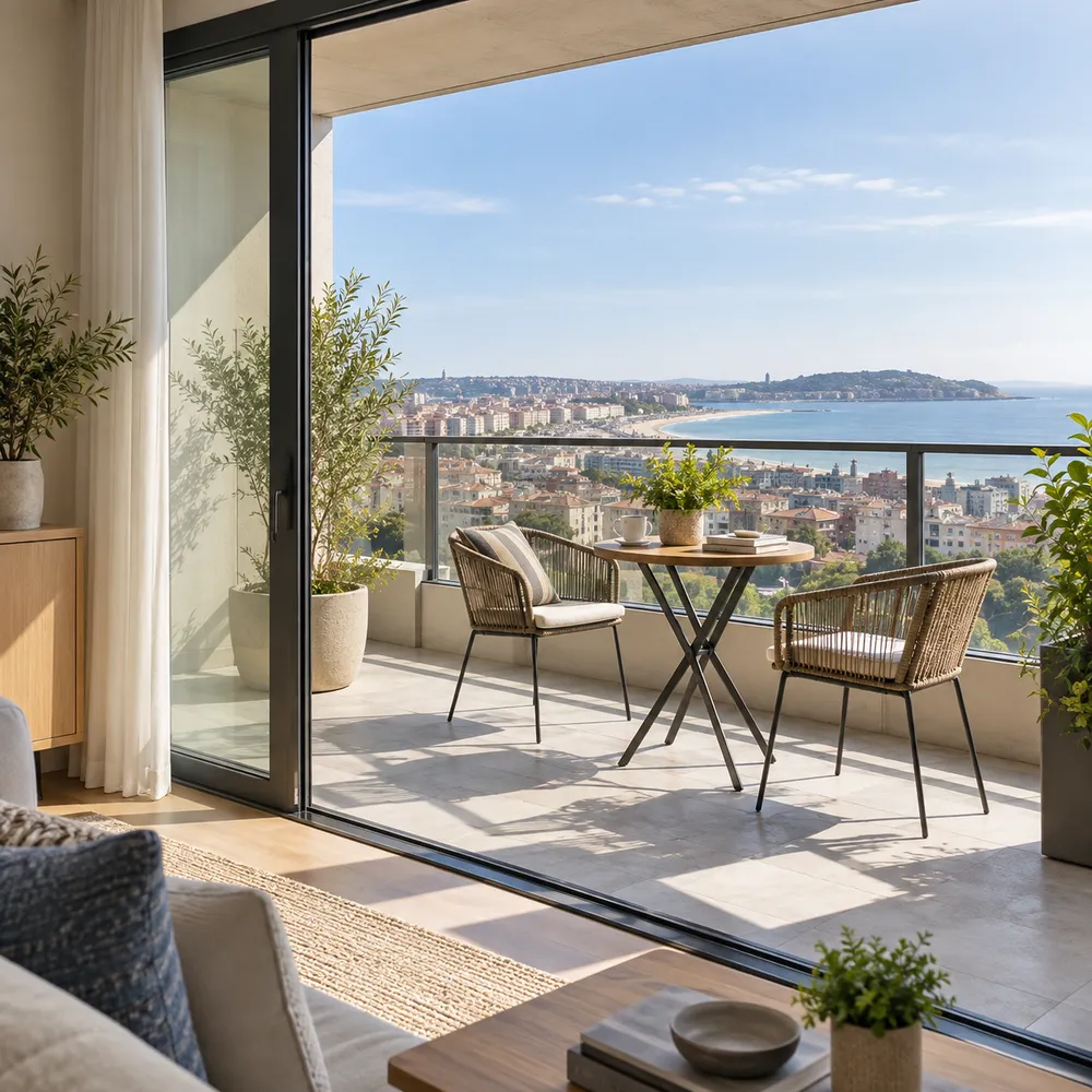 Terraza de una vivienda en venta en Gijón